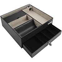 JackCubeDesign Multifuncional Night Stand Joyero de cuero negro con cajón (negro) - MK389A